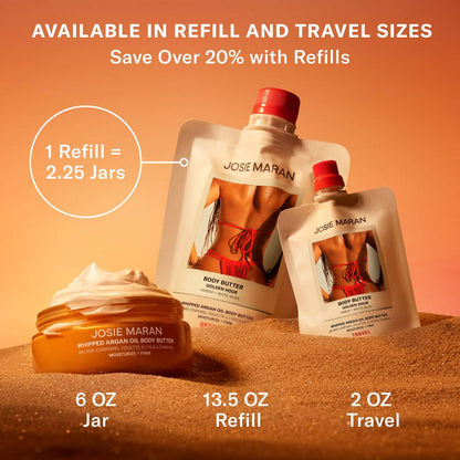Josie Maran- Mini Golden Hour (Amber, White Musk) - Whipped Argan Oil Refillable Firming Body Butter *preorden*