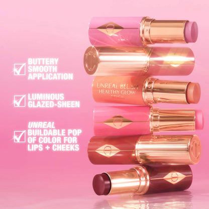 Charlotte Tilbury - Unreal Lip + Cheek Glow Blush Stick with Hyaluronic Acid *PREORDEN*